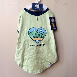 Life Is Good Dog T Shirt Large Green Heart Nature Outdoors Pet Puppy Gift NWT